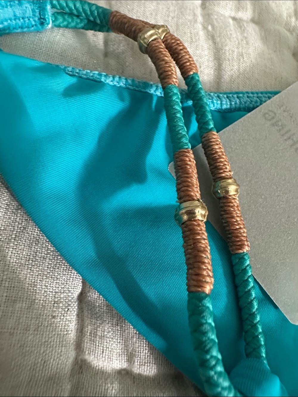 Vix Teal Bikini Bottom with Gold-Tone Rope Accents - Picture 3 of 6